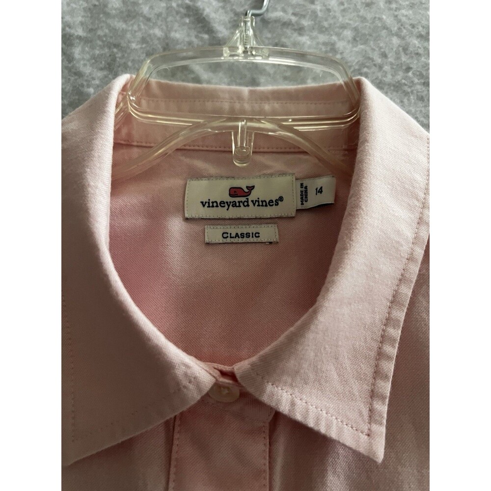 Vineyard Vines Women’s 14 Pink Cotton Long Sleeve Classic Oxford Shirt - Picture 7 of 11